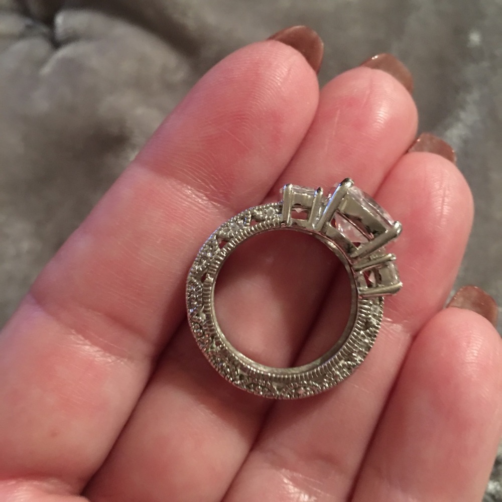 Sterling Silver Simulated Solitaire Ring 6 - image 6